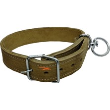 Yıldırım Nalbur Deri Köpek Kangal Tasması Sarı Kalın Hayvan Tasması Halkalı Çift Katlı