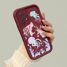 HONTINGA Samsung Galaxy A52 ile Uyumlu Kılıfı Düşüme Önleyici Basitlik Anti Düşme Kamera Korumali Manet Bordo Desen Yumuşak Silikon Telefon Kılıfı Kadın ve Erkek Için Uygundur K2-7148