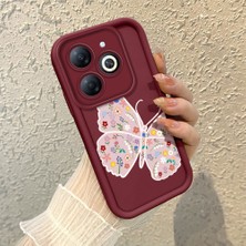 HONTINGA Infinix Smart 8 Pro ile Uyumlu Kılıfı Düşüme Önleyici Basitlik Anti Düşme Kamera Korumali Kalem Çizimi Bordo Desen Yumuşak Silikon Telefon Kılıfı Kadın ve Erkek Için Uygundur K2-7149