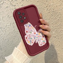 HONTINGA Samsung Galaxy A52S ile Uyumlu Kılıfı Düşüme Önleyici Basitlik Anti Düşme Kamera Korumali Kalem Çizimi Bordo Desen Yumuşak Silikon Telefon Kılıfı Kadın ve Erkek Için Uygundur K2-7149