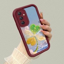 HONTINGA Samsung Galaxy A34 ile Uyumlu Kılıfı Düşüme Önleyici Basitlik Anti Düşme Kamera Korumali Güzel Şeyler Bordo Desen Yumuşak Silikon Telefon Kılıfı Kadın ve Erkek Için Uygundur K2-7151