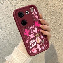 HONTINGA Tecno Camon 20 Pro 4g ile Uyumlu Kılıfı Düşüme Önleyici Basitlik Anti Düşme Kamera Korumali Sanat Çizimi Bordo Desen Yumuşak Silikon Telefon Kılıfı Kadın ve Erkek Için Uygundur K2-7134