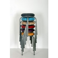 Berawond Renkli Silinebilir Kumaş Tabure (6 Adet- Montajlı Gönderim)