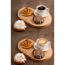 Kids Town Ahşap Oymalı 2li Dekoratif Tepsi Kahve Sunum Tepsisi Sunumluk