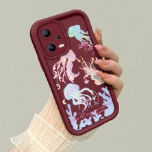 HONTINGA Poco X5 5g ile Uyumlu Kılıfı Düşüme Önleyici Basitlik Anti Düşme Kamera Korumali Manet Bordo Desen Yumuşak Silikon Telefon Kılıfı Kadın ve Erkek Için Uygundur K2-7148