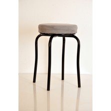 Berawond 6 Adet Gri Tay Tüyü Siyah Profil Tabure Metal Tabure Mutfak Taburesi Kalın Tabure