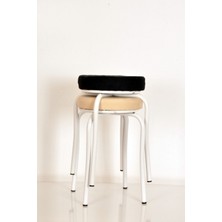 Berawond 2 Li Tay Tüyü-2 Renkli Beyaz Profil Tabure Ahtapot Tabure Mutfak Taburesi Demir Tabure