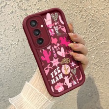 HONTINGA Samsung Galaxy S23 Fe ile Uyumlu Kılıfı Düşüme Önleyici Basitlik Anti Düşme Kamera Korumali Sanat Çizimi Bordo Desen Yumuşak Silikon Telefon Kılıfı Kadın ve Erkek Için Uygundur K2-7134