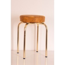 Berawond Tekli Sarı Luma Altın Ahtapot Tabure Mutfak Taburesi Demir Tabure