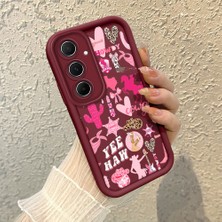 HONTINGA Samsung Galaxy A55 ile Uyumlu Kılıfı Düşüme Önleyici Basitlik Anti Düşme Kamera Korumali Sanat Çizimi Bordo Desen Yumuşak Silikon Telefon Kılıfı Kadın ve Erkek Için Uygundur K2-7134