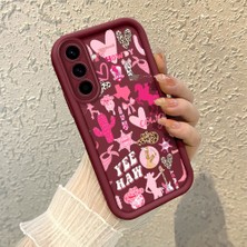 HONTINGA Samsung Galaxy A56 ile Uyumlu Kılıfı Düşüme Önleyici Basitlik Anti Düşme Kamera Korumali Sanat Çizimi Bordo Desen Yumuşak Silikon Telefon Kılıfı Kadın ve Erkek Için Uygundur K2-7134