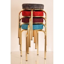 Berawond 4 Lü Renkli Silinebilir Kumaş-4 Altın Ahtapot Tabure Mutfak Taburesi Demir Tabure