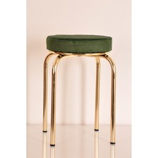 Berawond Yeşil Tay Tüyü Altın Profil Tabure Metal Tabure Mutfak Taburesi Kalın Tabure