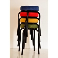 Berawond Siyah Kumaş Metal Tabure 4 Adet