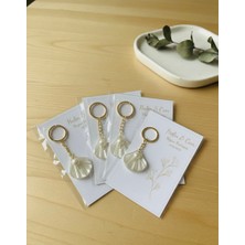 Candles Flame Deniz Kabuğu Inci Detaylı Nişan, Nikah, Söz Hediyeliği - Kişiye Özel Kartlı Anahtarlık 10 Adet