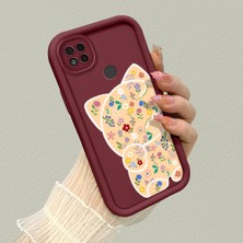 HONTINGA Poco C31 ile Uyumlu Kılıfı Düşüme Önleyici Basitlik Anti Düşme Kamera Korumali Kalem Çizimi Bordo Desen Yumuşak Silikon Telefon Kılıfı Kadın ve Erkek Için Uygundur K2-7149