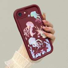 HONTINGA iPhone Se 2022 ile Uyumlu Kılıfı Düşüme Önleyici Basitlik Anti Düşme Kamera Korumali Manet Bordo Desen Yumuşak Silikon Telefon Kılıfı Kadın ve Erkek Için Uygundur K2-7148