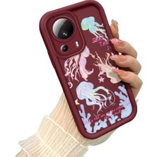 HONTINGA Xiaomi Mi 13 Lite ile Uyumlu Kılıfı Düşüme Önleyici Basitlik Anti Düşme Kamera Korumali Manet Bordo Desen Yumuşak Silikon Telefon Kılıfı Kadın ve Erkek Için Uygundur K2-7148