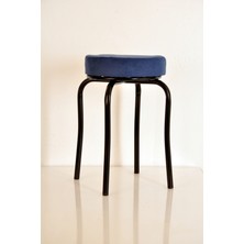 Berawond 4 Adet Lacivert Tay Tüyü Siyah Profil Tabure Metal Tabure Mutfak Taburesi Kalın Tabure