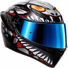 Agv Kask/k1 S E2206 Lyzard Matt Black Grey Red Configuration-Mavi Vizör