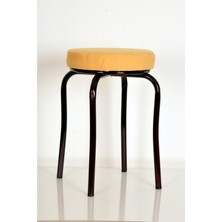 Berawond 5 Adet Sarı Tay Tüyü Kumaş Bordo Profil Ahtapot Tabure Metal Tabure Mutfak Taburesi