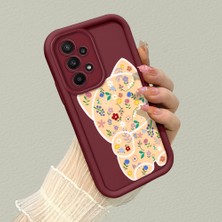 HONTINGA Samsung Galaxy A23 ile Uyumlu Kılıfı Düşüme Önleyici Basitlik Anti Düşme Kamera Korumali Kalem Çizimi Bordo Desen Yumuşak Silikon Telefon Kılıfı Kadın ve Erkek Için Uygundur K2-7149