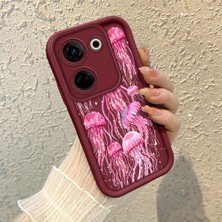 HONTINGA Tecno Camon 20 ile Uyumlu Kılıfı Düşüme Önleyici Basitlik Anti Düşme Kamera Korumali Manet Bordo Desen Yumuşak Silikon Telefon Kılıfı Kadın ve Erkek Için Uygundur K2-7148