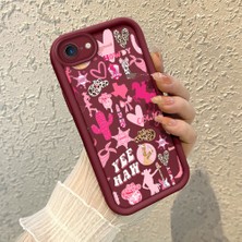 HONTINGA iPhone 8 ile Uyumlu Kılıfı Düşüme Önleyici Basitlik Anti Düşme Kamera Korumali Sanat Çizimi Bordo Desen Yumuşak Silikon Telefon Kılıfı Kadın ve Erkek Için Uygundur K2-7134