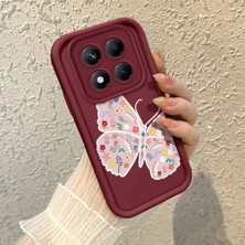 HONTINGA Xiaomi Redmi Note 14 Pro Plus ile Uyumlu Kılıfı Düşüme Önleyici Basitlik Anti Düşme Kamera Korumali Kalem Çizimi Bordo Desen Yumuşak Silikon Telefon Kılıfı Kadın ve Erkek Için Uygundur K2-7149