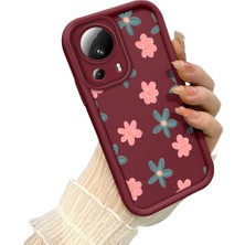 HONTINGA Xiaomi Mi 13 Lite ile Uyumlu Kılıfı Düşüme Önleyici Basitlik Anti Düşme Kamera Korumali Çiçek Bordo Desen Yumuşak Silikon Telefon Kılıfı Kadın ve Erkek Için Uygundur K2-7152