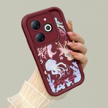 HONTINGA Tecno Spark 20C ile Uyumlu Kılıfı Düşüme Önleyici Basitlik Anti Düşme Kamera Korumali Manet Bordo Desen Yumuşak Silikon Telefon Kılıfı Kadın ve Erkek Için Uygundur K2-7148