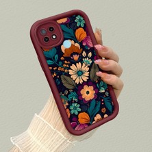 HONTINGA Realme C21 ile Uyumlu Kılıfı Düşüme Önleyici Basitlik Anti Düşme Kamera Korumali Sanat Çizimi Bordo Desen Yumuşak Silikon Telefon Kılıfı Kadın ve Erkek Için Uygundur K2-7134