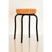 Berawond 8 Adet Sarı Silinebilir Kumaş Siyah Profil Tabure Metal Tabure Mutfak Taburesi Kalın Tabure