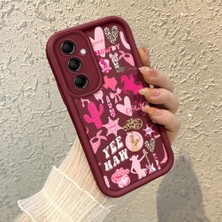 HONTINGA Samsung Galaxy M14 ile Uyumlu Kılıfı Düşüme Önleyici Basitlik Anti Düşme Kamera Korumali Sanat Çizimi Bordo Desen Yumuşak Silikon Telefon Kılıfı Kadın ve Erkek Için Uygundur K2-7134