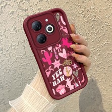 HONTINGA Infinix Smart 8 ile Uyumlu Kılıfı Düşüme Önleyici Basitlik Anti Düşme Kamera Korumali Sanat Çizimi Bordo Desen Yumuşak Silikon Telefon Kılıfı Kadın ve Erkek Için Uygundur K2-7134