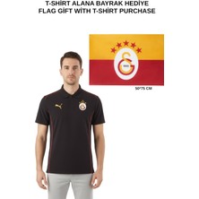 Galatasaray Lisanslı Polo Yaka Siyah 5 Yıldız Antrenman T-Shirt