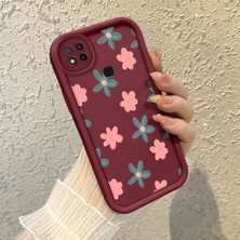 HONTINGA Xiaomi Redmi 9c ile Uyumlu Kılıfı Düşüme Önleyici Basitlik Anti Düşme Kamera Korumali Çiçek Bordo Desen Yumuşak Silikon Telefon Kılıfı Kadın ve Erkek Için Uygundur K2-7152