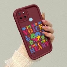 HONTINGA Realme C21Y ile Uyumlu Kılıfı Düşüme Önleyici Basitlik Anti Düşme Kamera Korumali Çiçek Bordo Desen Yumuşak Silikon Telefon Kılıfı Kadın ve Erkek Için Uygundur K2-7152