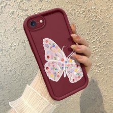 HONTINGA iPhone Se 2020 ile Uyumlu Kılıfı Düşüme Önleyici Basitlik Anti Düşme Kamera Korumali Kalem Çizimi Bordo Desen Yumuşak Silikon Telefon Kılıfı Kadın ve Erkek Için Uygundur K2-7149