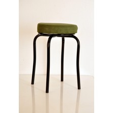 Berawond 5 Adet Yeşil Tay Tüyü Siyah Profil Tabure Metal Tabure Mutfak Taburesi Kalın Tabure