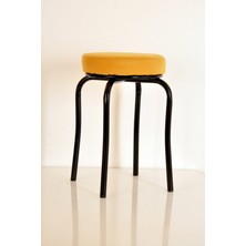 Berawond 4 Adet Sarı Tay Tüyü Siyah Profil Tabure Metal Tabure Mutfak Taburesi Kalın Tabure