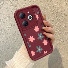 HONTINGA Tecno Spark Go 2024 ile Uyumlu Kılıfı Düşüme Önleyici Basitlik Anti Düşme Kamera Korumali Çiçek Bordo Desen Yumuşak Silikon Telefon Kılıfı Kadın ve Erkek Için Uygundur K2-7152