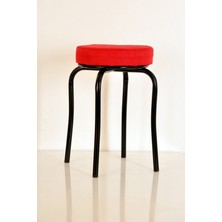 Berawond 6 Adet Kırmızı Tay Tüyü Siyah Profil Tabure Metal Tabure Mutfak Taburesi Kalın Tabure