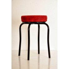 Berawond Kırmızı Silinebilir Kumaş Siyah Profil Tabure Metal Tabure Mutfak Taburesi Kalın Tabure