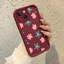 HONTINGA iPhone 15 Plus ile Uyumlu Kılıfı Düşüme Önleyici Basitlik Anti Düşme Kamera Korumali Çiçek Bordo Desen Yumuşak Silikon Telefon Kılıfı Kadın ve Erkek Için Uygundur K2-7152