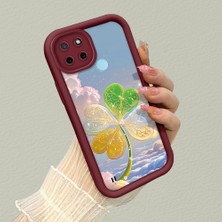 HONTINGA Realme C25Y ile Uyumlu Kılıfı Düşüme Önleyici Basitlik Anti Düşme Kamera Korumali Güzel Şeyler Bordo Desen Yumuşak Silikon Telefon Kılıfı Kadın ve Erkek Için Uygundur K2-7151