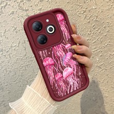 HONTINGA Infinix Smart 8 ile Uyumlu Kılıfı Düşüme Önleyici Basitlik Anti Düşme Kamera Korumali Manet Bordo Desen Yumuşak Silikon Telefon Kılıfı Kadın ve Erkek Için Uygundur K2-7148