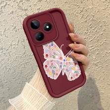 HONTINGA Realme Note 50 ile Uyumlu Kılıfı Düşüme Önleyici Basitlik Anti Düşme Kamera Korumali Kalem Çizimi Bordo Desen Yumuşak Silikon Telefon Kılıfı Kadın ve Erkek Için Uygundur K2-7149