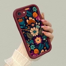 HONTINGA iPhone 8 ile Uyumlu Kılıfı Düşüme Önleyici Basitlik Anti Düşme Kamera Korumali Sanat Çizimi Bordo Desen Yumuşak Silikon Telefon Kılıfı Kadın ve Erkek Için Uygundur K2-7134