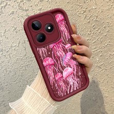 HONTINGA Realme Note 50 4g ile Uyumlu Kılıfı Düşüme Önleyici Basitlik Anti Düşme Kamera Korumali Manet Bordo Desen Yumuşak Silikon Telefon Kılıfı Kadın ve Erkek Için Uygundur K2-7148